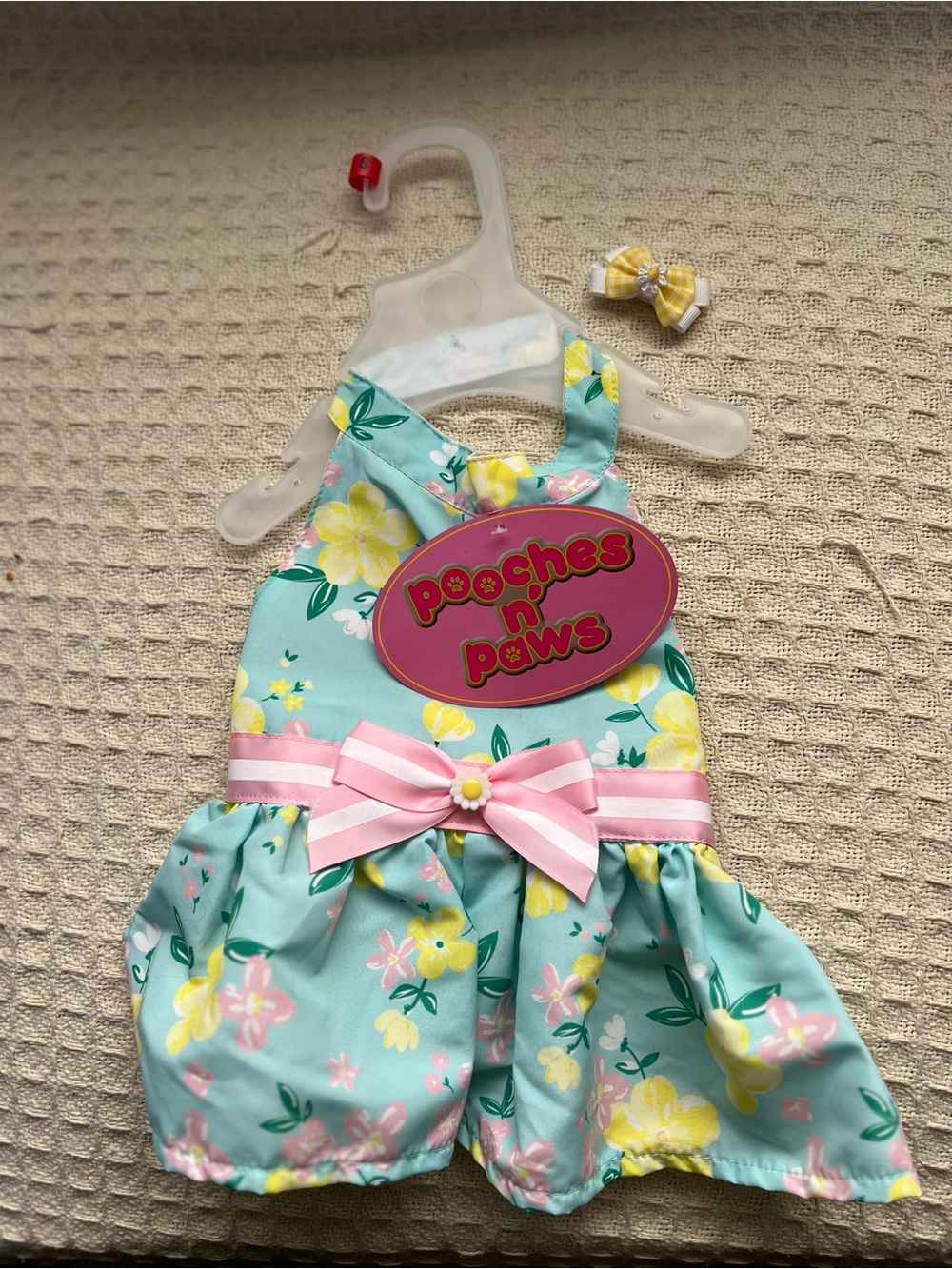 Pooches n' Paws Floral Dog Dress - Mint with Yellow & Pink
